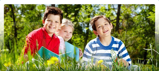Boys playing in grass